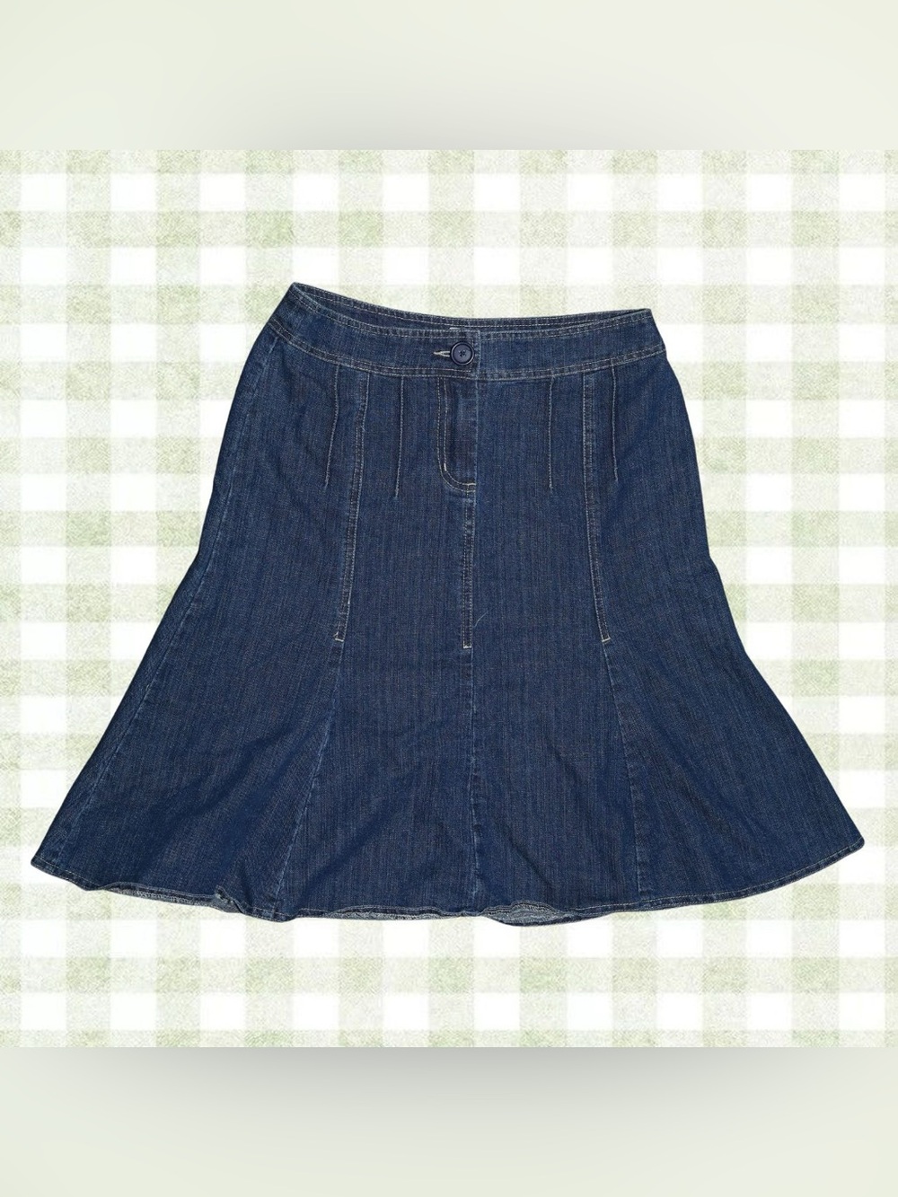 Classic Dark Blue Denim Flared Skirt